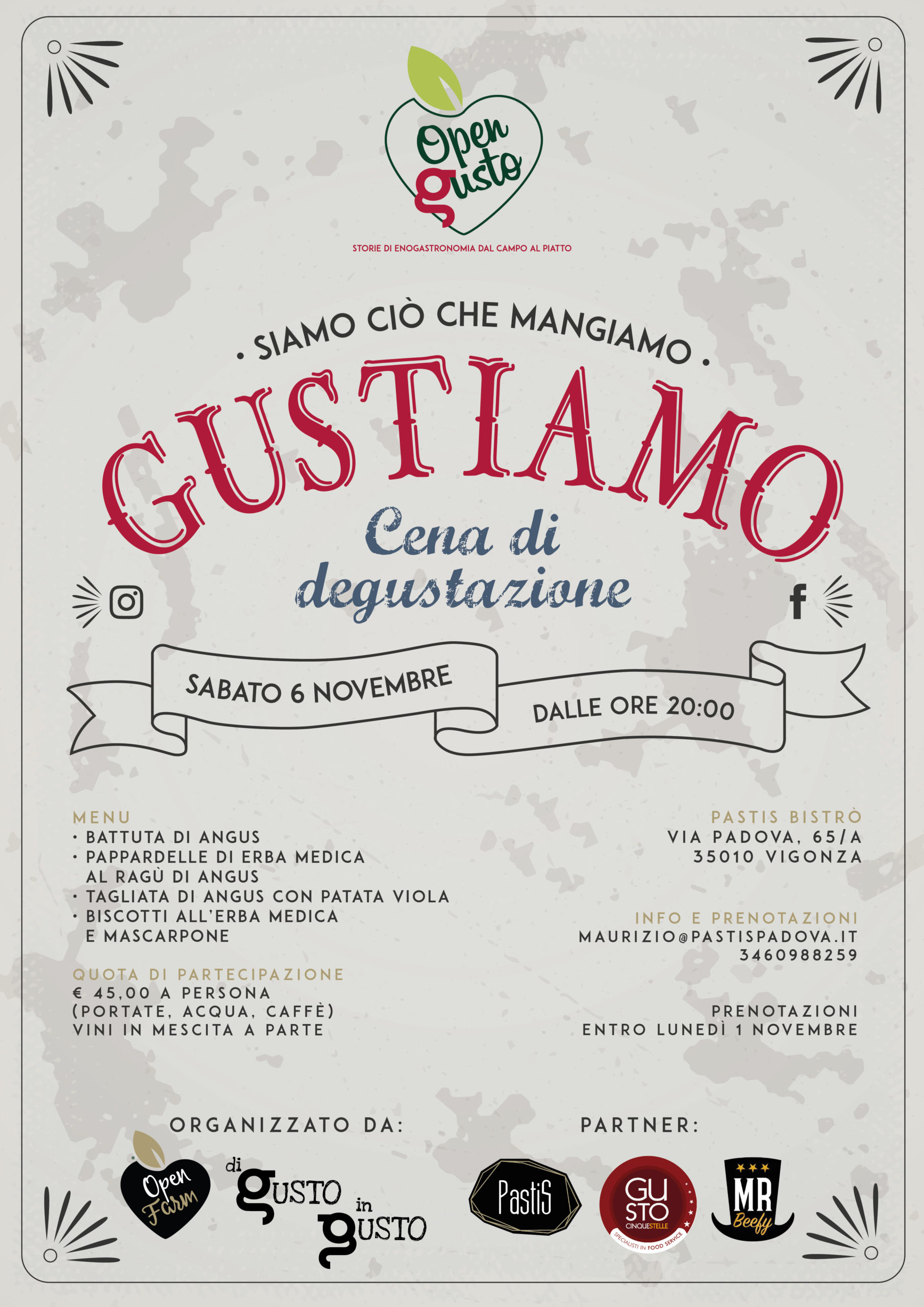 locandina Gustiamo - cena di degustazione 6 novembre 2021